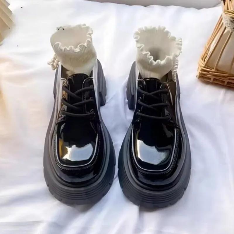 Модная женская обувь 2025 Бренд Женские туфли на высоком каблуке на шнуровке Модные туфли с круглым носком для офиса и карьеры Большого размера Бестселлер Туфли на платформе