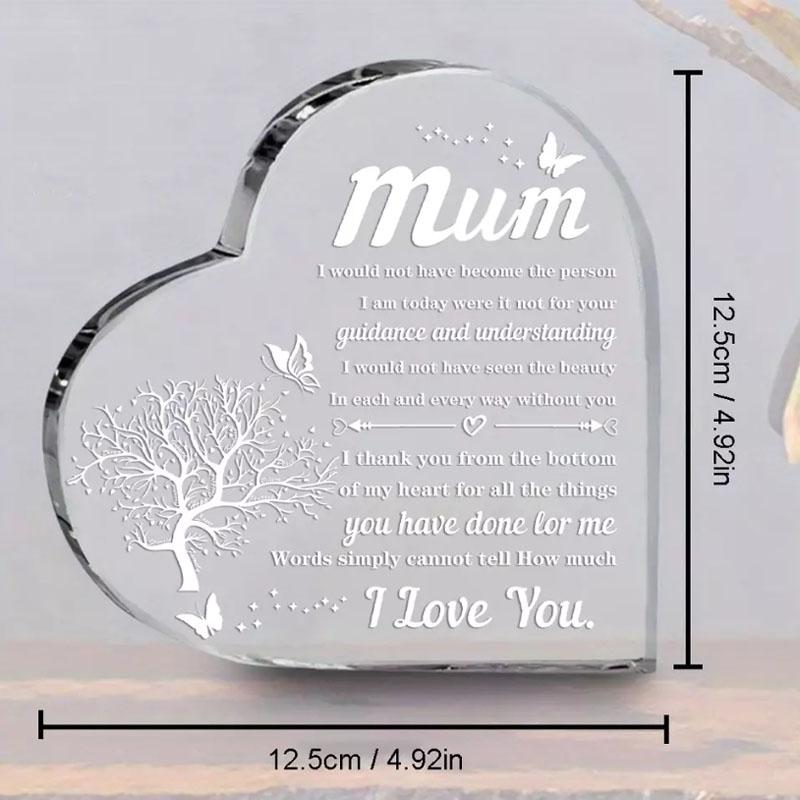 Mum Heart-Shaped Block Acrylic Plaque Birthday Mothers Day Present For Mum Mummy