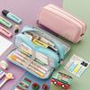 Angoo Double Sided Pen Bag Pencil Case Special Macaron Color Dual Canvas Pocket Storage Bag Pouch Stationery School Travel A6899