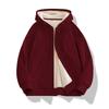 Men's Lamb Fur Hooded Cardigan Drawstring Zipper Sweatshirt Coat Winter Thickened Sweatshirt