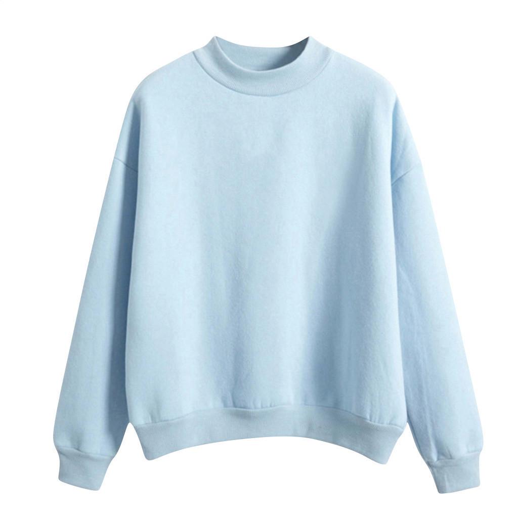 Cross-Border Solid Color Half-High Neck Sweatshirt – Custom Image Option Available
