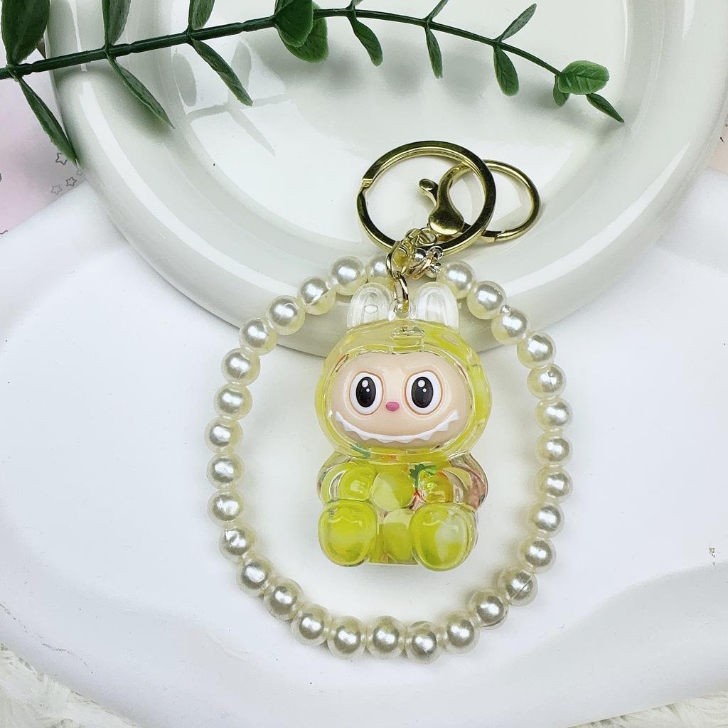 Color Beads Flash Luminous Rag Creative Keychain Into Oil Doll Schoolbag Quicksand Small Pendant Gift Ornament