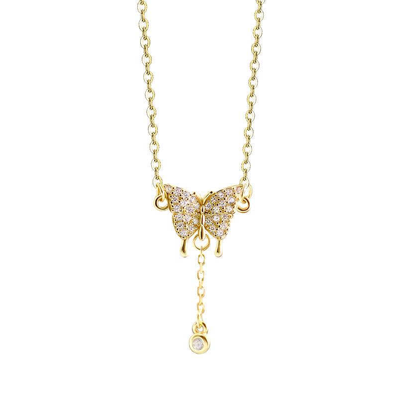 Exquisite Butterfly Tassel Collarbone Chain with A Light Luxury and High-end Temperament