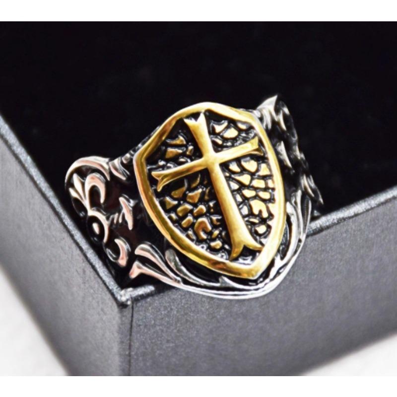 Jewelry Retro Style Cross Shield Men's Ring Ring
