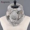 Natural Rabbit Fur Scarf for Women New Arrival Real 100% Rex Rabbit Fur Scarves Winter Fur Neckerchief Rabbit Fur Pompom