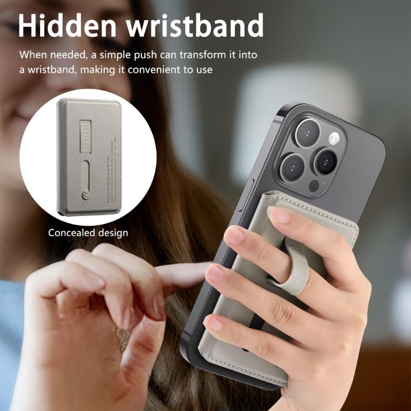 Регулируемый угол обзора Подставка для телефона Хранение карт Складная конструкция Магнитная задняя панель Конструкция из ПУ-кожи