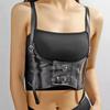 PU Leather Gothic Harness Strap Girdle Luxurious Retro Wide Waist Belt  For Women Lady Girl Bridal