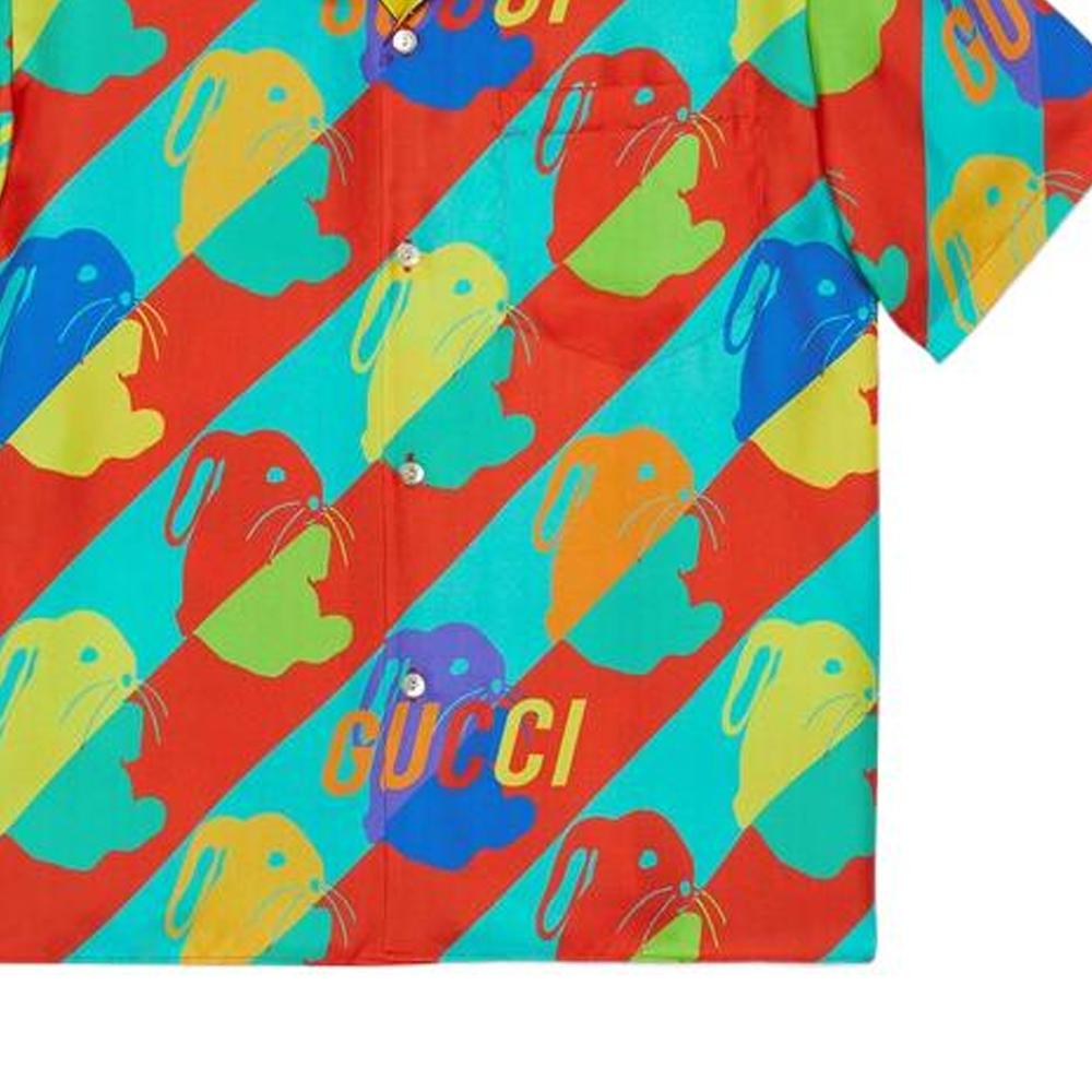 GUCCI Camp Collar Bunny Print Shirt 723823-ZAL0S-4886