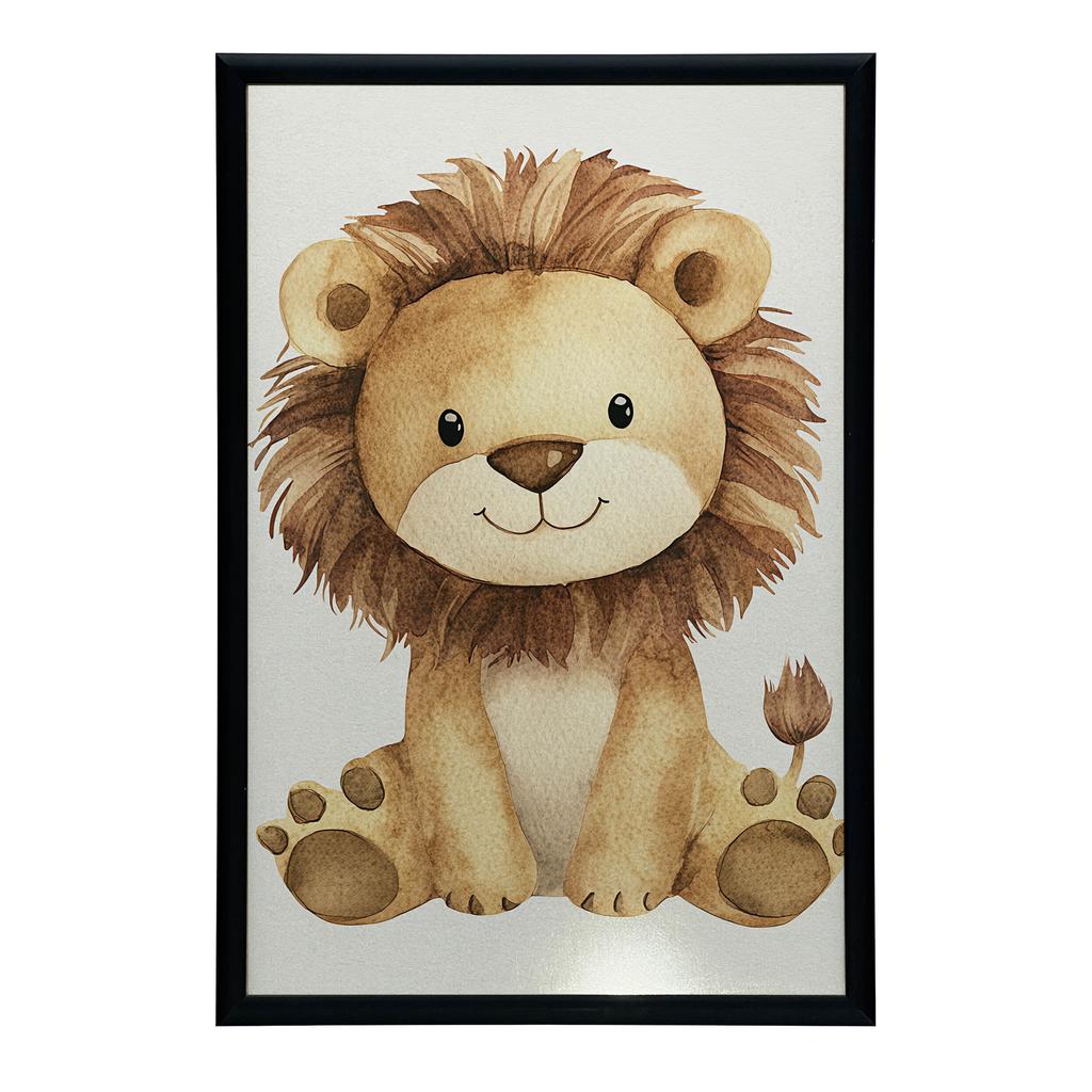 Plakat Uroczy Lew Plakat Uroczy Lew, 70X100 Cm, Rama Drewniana Ciemny Brąz, Papier Matowy 230 Gsm