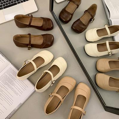 Ретро-туфли на плоской подошве детские, весна 2025, квадратная головка, неглубокий носок, мягкая кожа с юбкой, женские туфли Doudou, рабочая обувь, прилив