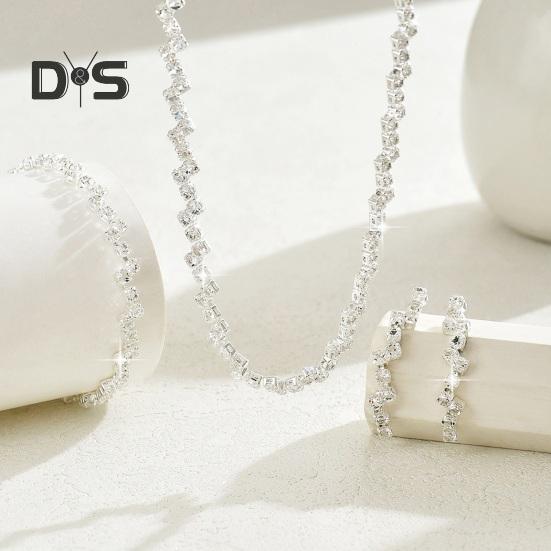 3 шт./комплект женский комплект ювелирных изделий горный хрусталь чокер висячие серьги браслет комплект с удлинительной цепочкой выпускной вечер невесты свадебные украшения