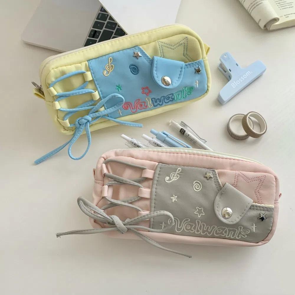 Large Capacity Korean Stationery Bag Desktop Storage Cartoon Pencil Bag Large Ins Pen Bag School