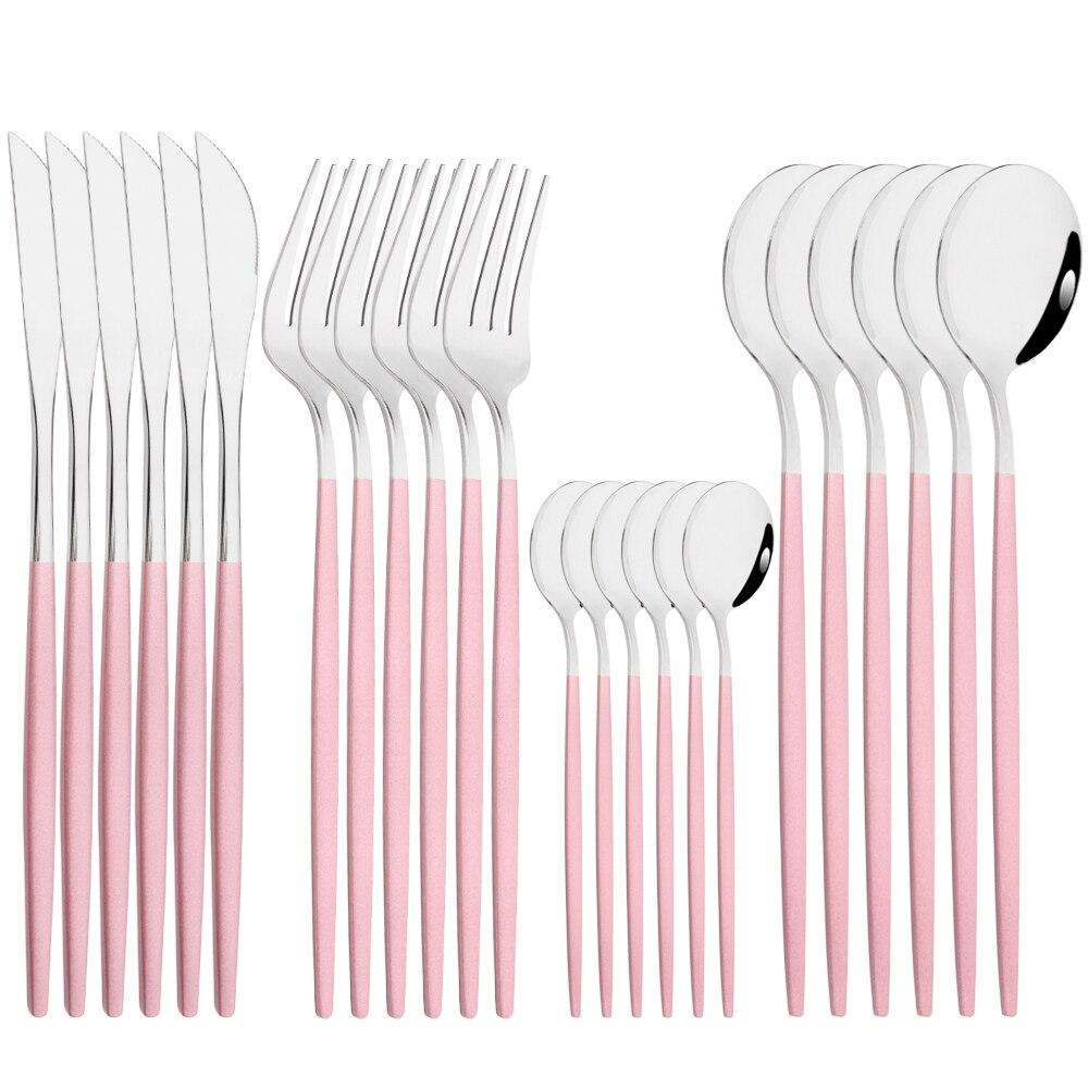 Mirror 24pcs Dinnerware Set Western Stainless Steel Cutlery Set Black Fork Spoon Silverware Set Knife Flatware Set Tableware Set