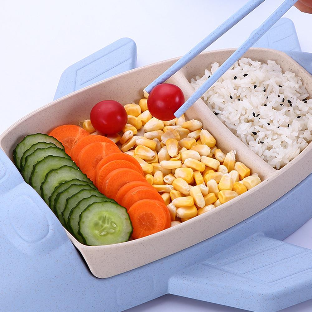 Cute Cartoon Plane Shape Plate Cutlery Feeding Compartment Tableware
