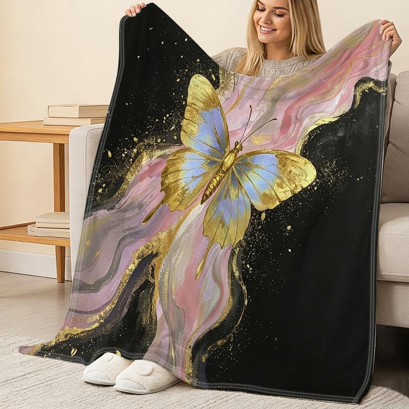 Soft Anti-Pilling Fleece Blanket, Butterfly Design Cozy Warm Throw for Home, Sofa & All Season Festive Gift for Halloween, Christmas