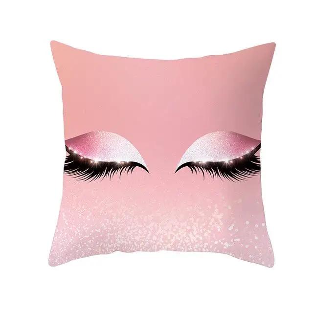 Juste de coussin en polyester avec cils, taie d'oreiller, décoration à la mode, canapé, maison