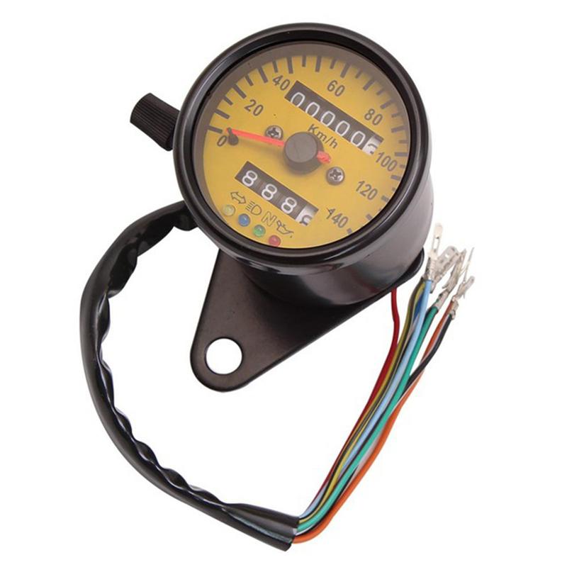 Universal Motorcycle KM/H Electronic Speedometer with LED Backlight Dual Odometer Gauge Retro Vintage Tachometer Moto Instrument