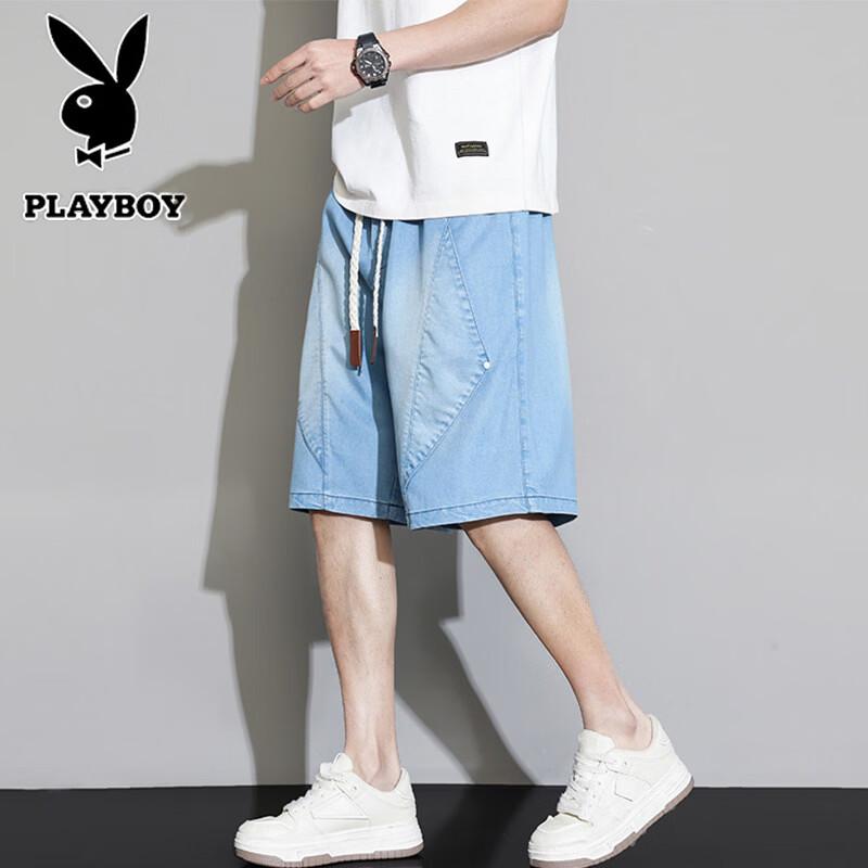 PLAYBOY Мужские повседневные джинсовые шорты из смесовой ткани с лиоцеллом
