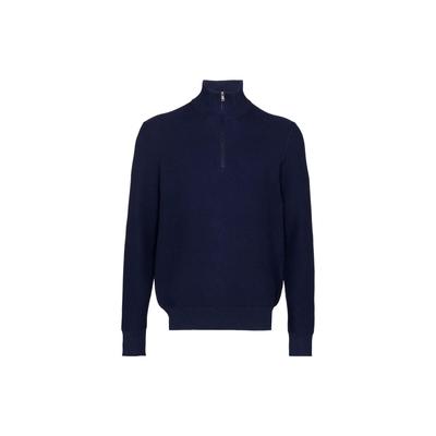 Polo SS22 Однотонный свитер с воротником на молнии с длинным рукавом Мужской свитер Синий 781862821-001