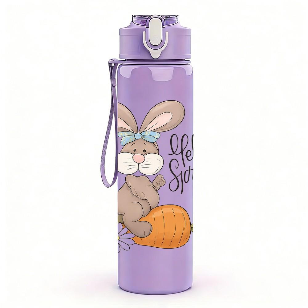 1PC Hello Spring Bunny 750ml Color Plastic Sports Water Bottle Leakproof Flip Straw Lid Suitable for Sports Office Home Use