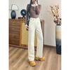 Summer Casual Wide-leg Jeans Women's Loose Solid Color Non-elastic Long Breathable Thin Apricot Jeans Casual Pants