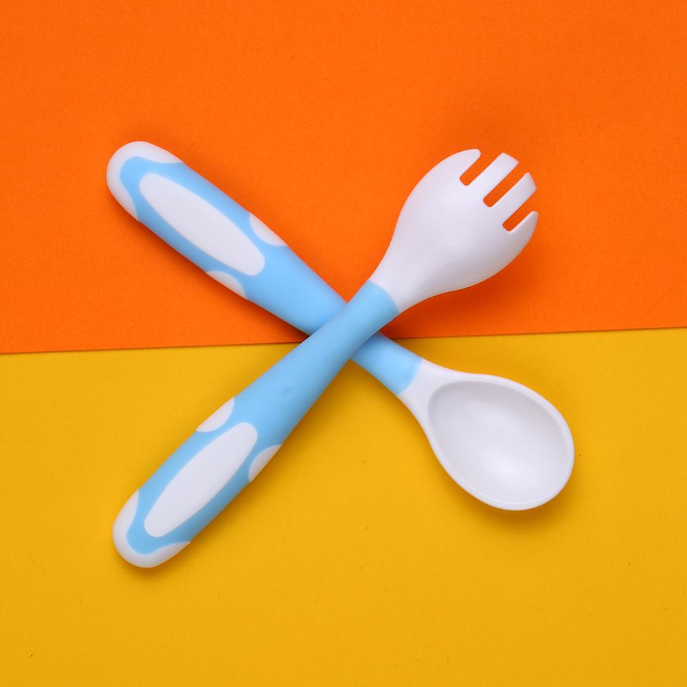 Набор детских ложек и вилок. Дорожный футляр. Гибкая и нескользящая ручка. Детская тренировочная ложка с коробкой для хранения.