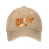 Mama Autumn Pumpkin Leaves Typograph  New Vintage Washed Cotton Baseball Cap Sun Hats