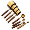 8 pieces Measuring Cups Set and Measuring Spoons Set with Scale Wooden Handle Stainless Steel for Cooking Baking