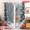 2pcs 2D Flat Printing Merry Christmas Popular Drapes Cute Christmas Deer Present Polyester Fabric Without Electricity Festive