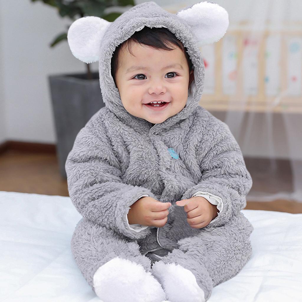 Infant Fleece Hoodie Jacket Winter Warm Jacket Cute Bear Ear Jumpsuit