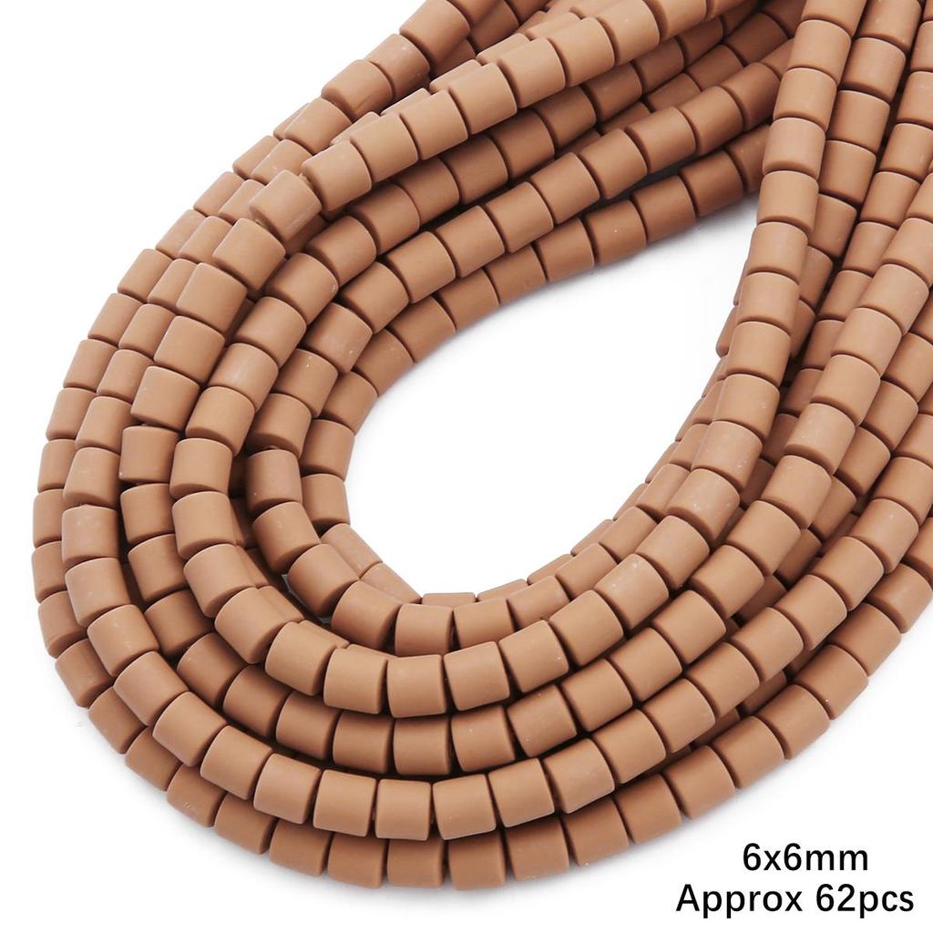 60pcs/Bag 6x6mm Flat Round Cylinder Polymer Resin Clay Beads Loose Spacer Handmade Beads For DIY Jewelry Making Bracelets Necklaces Crafts 38cm/15