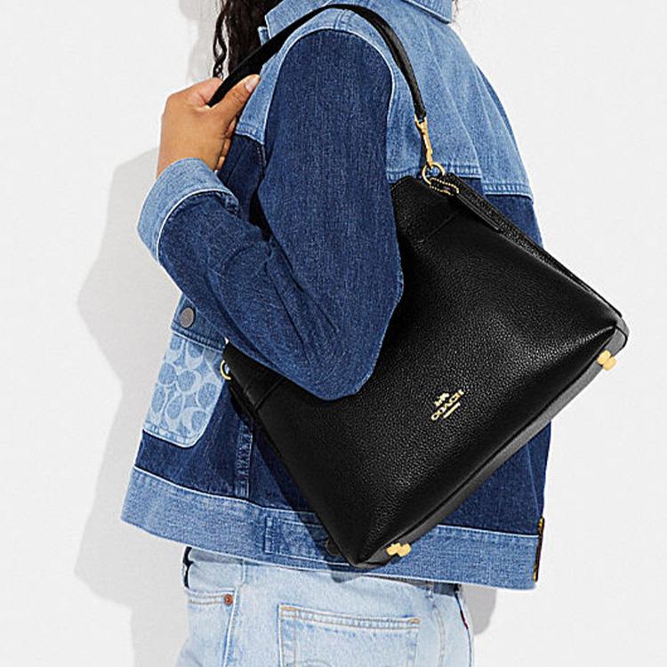 New COACH Hanna Cow Leather Portable Crossbody Bag, Shoulder Bag Women's Black CH537-IMA47