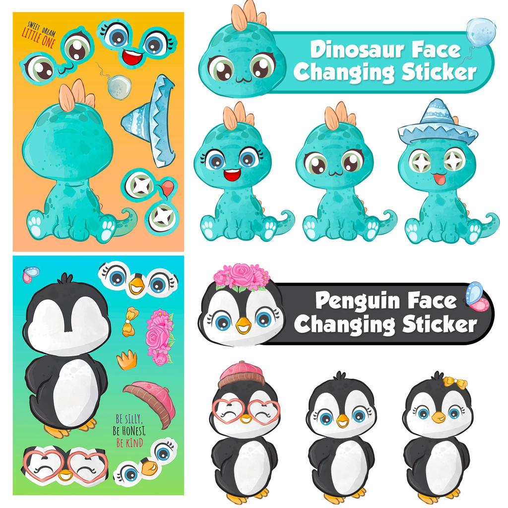 6 Pieces/pack of Small Animals Puzzle Stickers Cartoon Stickers Children's Creative Animal Puzzle DIY Stickers