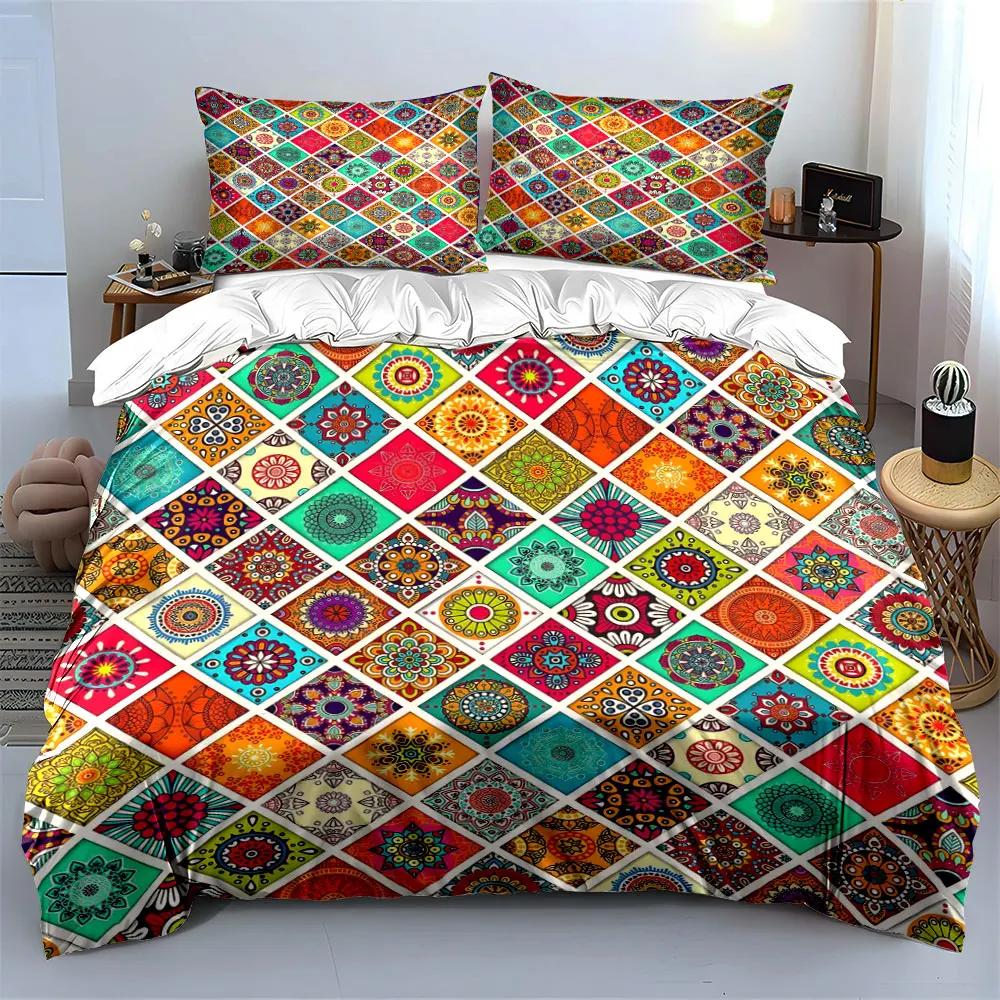 Colorful Mandala Pattern Decor Set Soft Comfortable Duvet Cover Bedding Set Included 1*Duvet Cover & 2*Pillowcases gift
