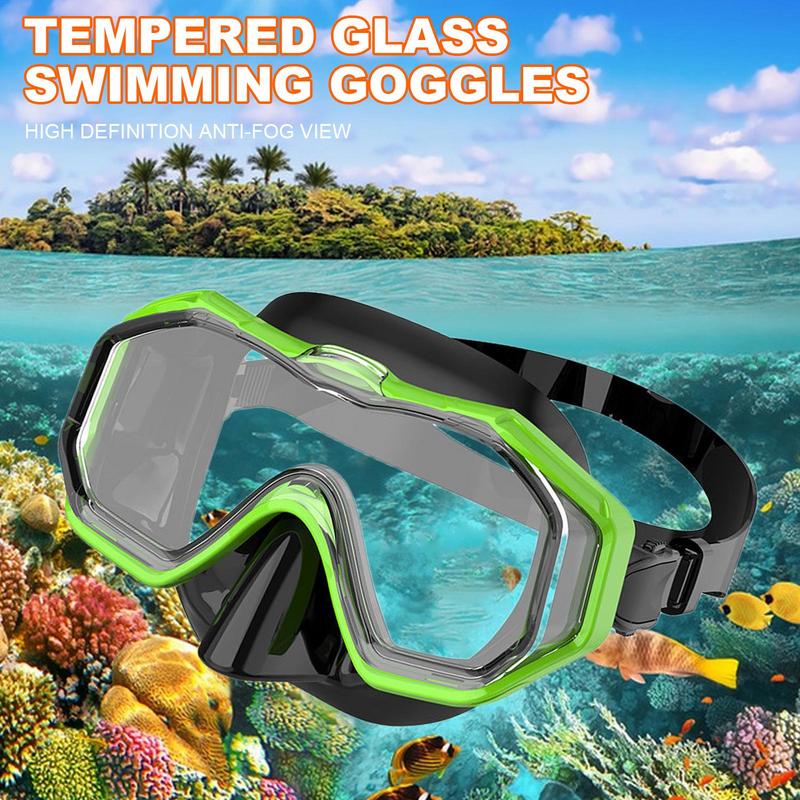 Swimming Goggles With Nose Cover Clear Anti-Fog Tempered Glass Diving Goggles Snorkeling Gear Pool Goggles Waterproof Kids Adult