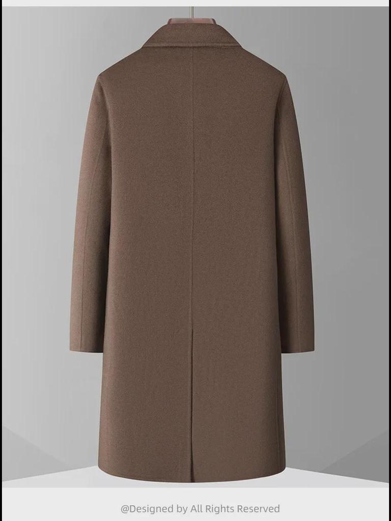 Men’s Handmade 100% Wool Double-Breasted Coat for Autumn/Winter