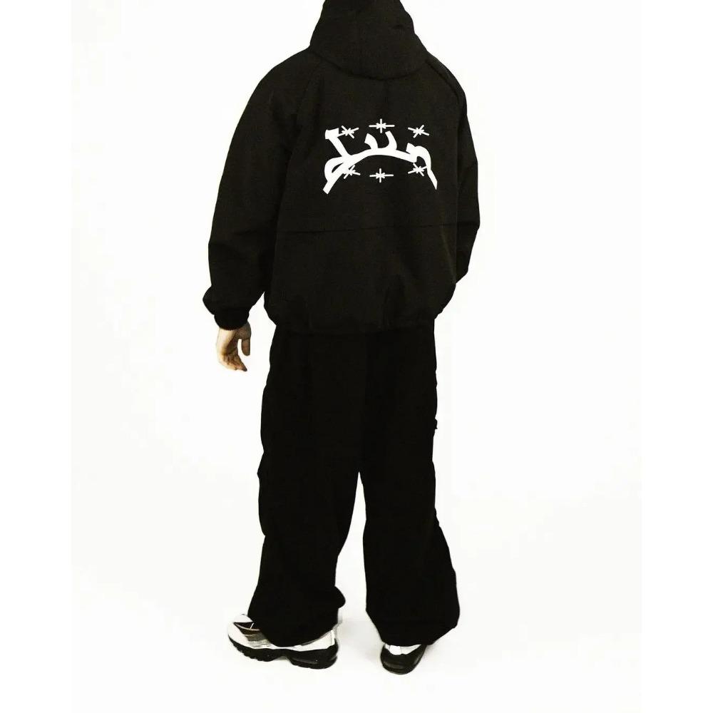 ZYLLO Уличная одежда Y2k Олимпийка Ретро Классический принт Ветровка на молнии Толстовка с капюшоном Мужская Женская Мода Харадзюку Куртка-бомбер Топы