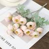 Multicolor Camellia Artificial Flower Flocking Faux Flower  Wedding Ornament