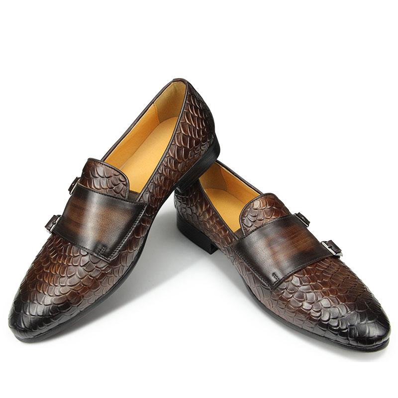 Fashion Popular Loafers Mens Shoes Genuine Leather Snake Printing Wedding Party Casual Dress Shoe for Males Slip-On Comfortable Footwear