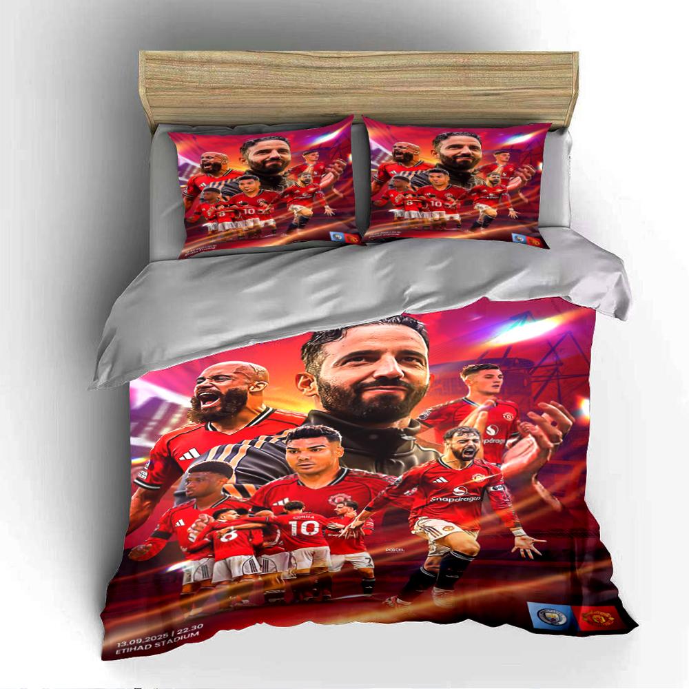 Football Players & Stadium Themed Bedding Set Bedding set (1 duvet cover, 2 pillowcases, duvet not included)
