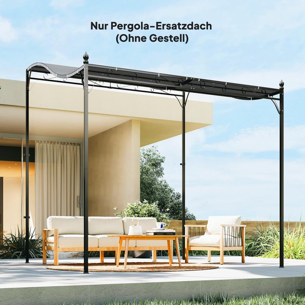 Replacement Roof for Pergola Sun Sail for Patio Roofing Replacement Roof Tarp for 3 x 3 m Gazebo 298x293 cm Dark Grey