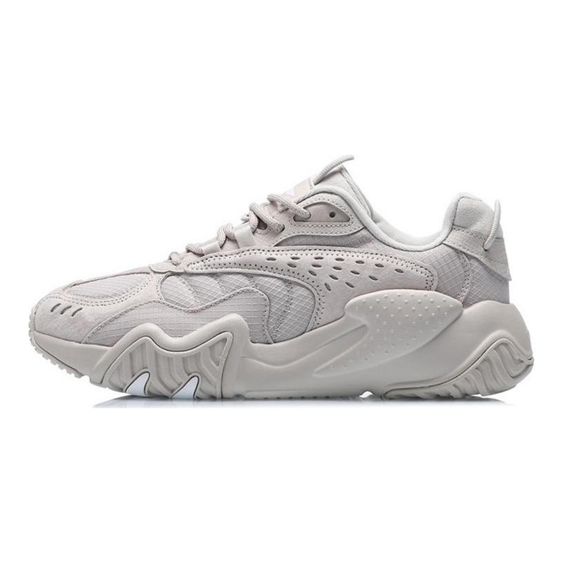 Li Ning Cat Paw Lite Ткань Амортизация Скользкие Устойчивые к истиранию Низкие Беговые кроссовки Мужские Серые AGLQ107-2
