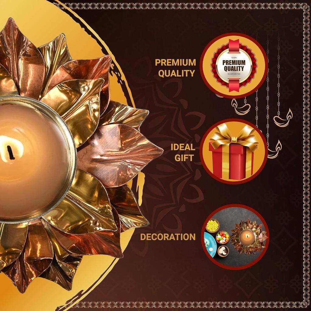 Copper Metal Brass Lotus Diya for Puja Home Decoration Item Gift Kamal Akhand Diyas Deepak Oil Lamp Pooja