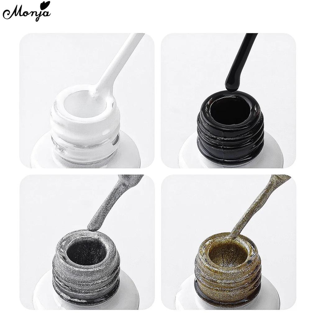 monja Гель для ногтей, 8 мл, кисть для подводки бутылок, УФ-лак, линия для рисования, отмачиваемый лак, DIY маникюр, рисунок, дизайн, аксессуары, черный, белый цвет, лак