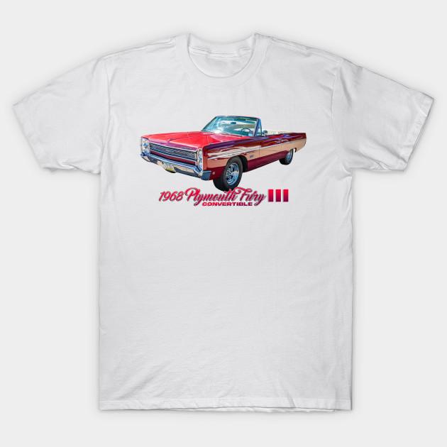 Men Black Print T-shirt 1968 Plymouth Fury Iii Convertible No-Cut Transfer Paper Print Cotton Tshirt