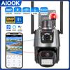 AIOOK WiFi Security Camera Outdoor Dual Lens HD 8MP 4K IP CCTV Full Color Night Vision Waterproof Two Way Audio Intercom Remote View YOOSEE Camera