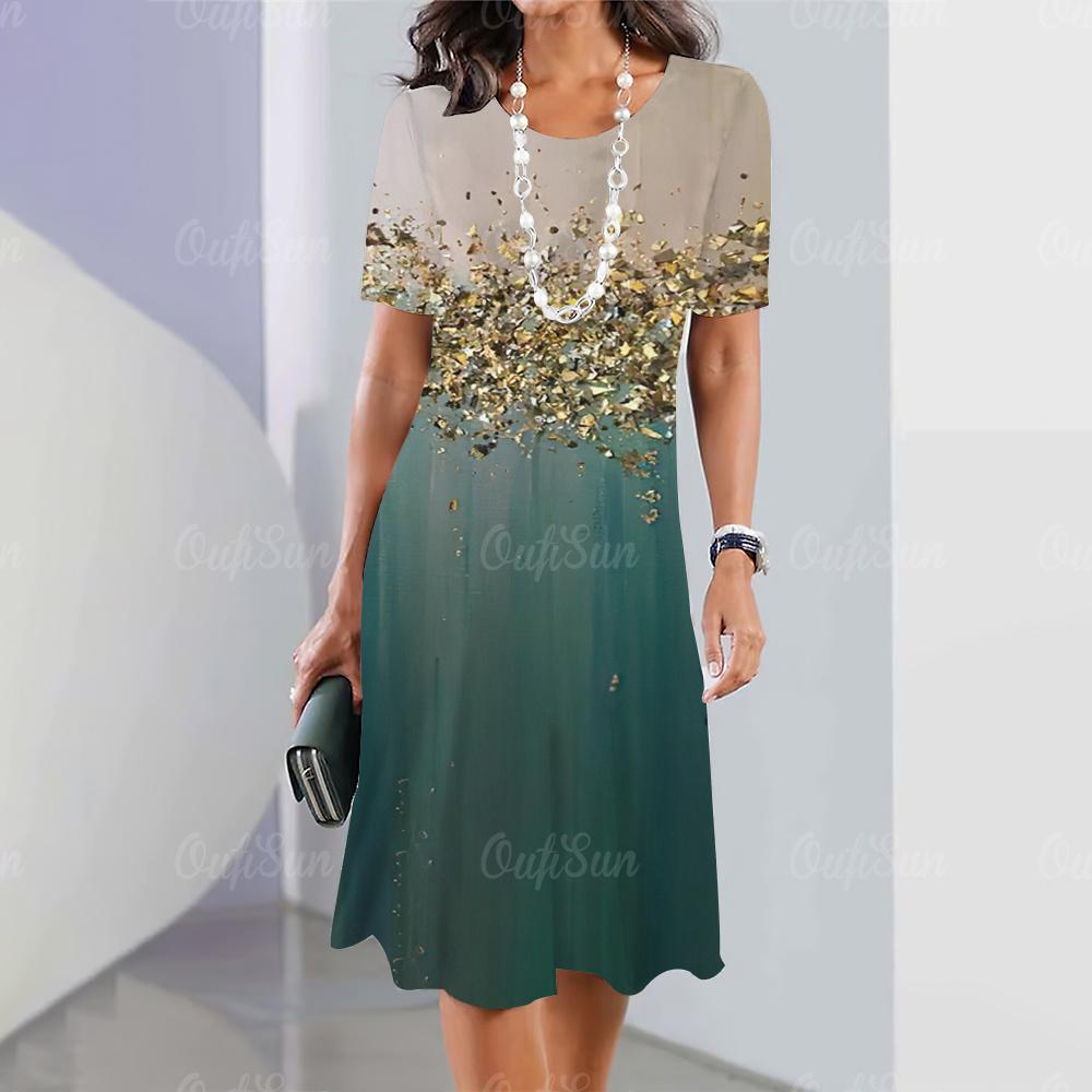 2024 Новые женские платья с графическим принтом Элегантные и красивые платья миди больших размеров Женское летнее цельное платье