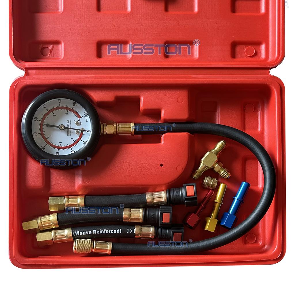 Quick Connection Fuel Pressure Tester Gauge Tools Kit 0-100 PSI with 9.49, 7.89, 6.30 Fuel Line Suitable for More Car RV Engine