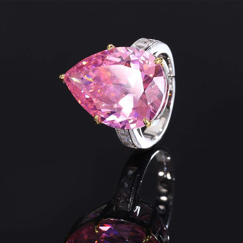 Ювелирные изделия Кольцо с розовым цирконием, цветное драгоценное кольцо Para Blue, открытое кольцо с изумрудным цирконом