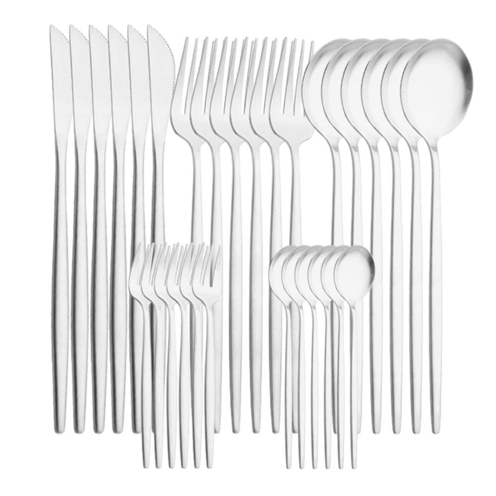 30 шт. черная матовая посуда из нержавеющей стали, нож, вилка для фруктов, ложка, столовые приборы, набор столовых приборов, набор кухонных столовых приборов, сервис на 6 персон